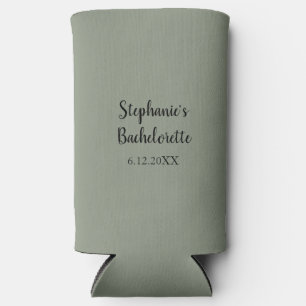 Enfriador De Latas Slim Boda verde sabio Bachelorette Nombre Favor Regalo