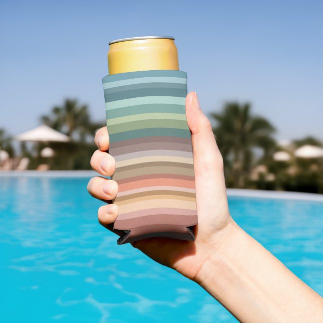 Enfriador De Latas Slim Boho Moderno Chic Rayas  (Piscina in situ)