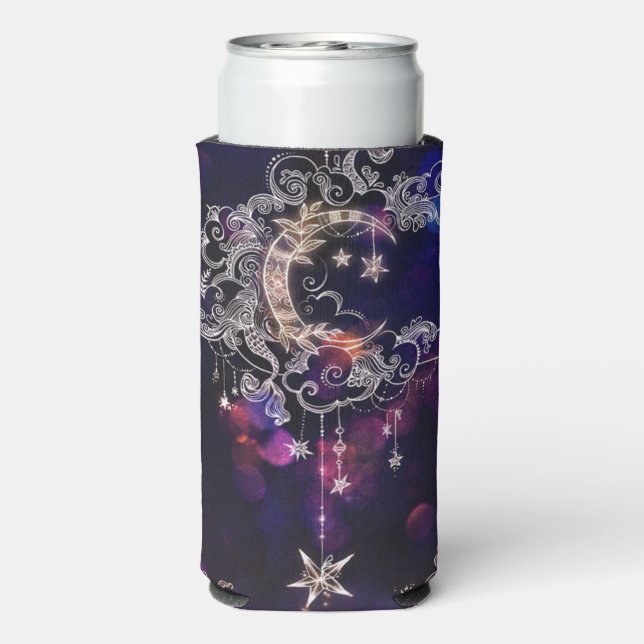Enfriador De Latas Slim Boho Stars & Moon Purple Tall (Reverso Agua con Gas)