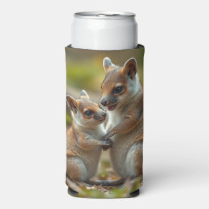 Enfriador De Latas Slim "Bono alegre: Mamá australiana y bebé Quokka"