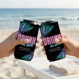 Enfriador De Latas Slim Borracha Enamorada Neon Azul y Rosa Tropical Bach