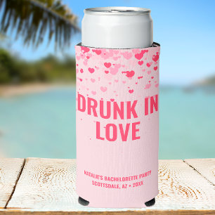 Enfriador De Latas Slim Borracho rosa fino personalizado en amor en solter