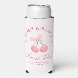 Enfriador De Latas Slim Bows & Babes Coquette Cherries Bachelorette