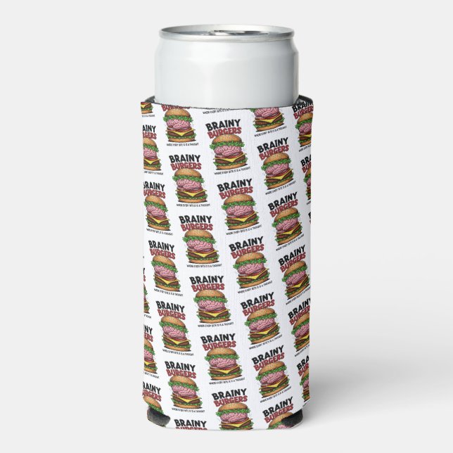 Enfriador De Latas Slim Brainy Burgers Foam Can/Bottle Cooler (Frente Agua con Gas)