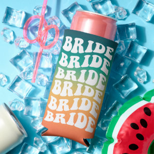 Enfriador De Latas Slim Bride   Texto retro Personalizado con degradado