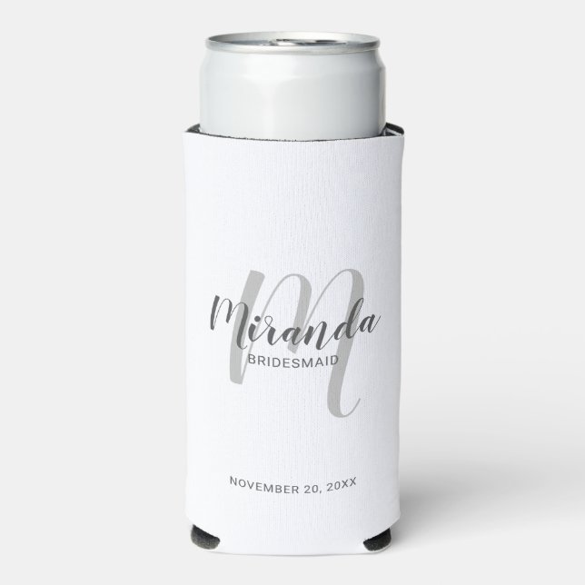 Enfriador De Latas Slim Bridesmaid personalizada de escritura moderna (Frente Agua con Gas)