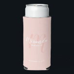 Enfriador De Latas Slim Bridesmaid personalizada de escritura moderna<br><div class="desc">Añada un toque personal a su boda con un regalo personalizado para la dama de honor. Este diseño presenta el nombre personalizado de la dama de honor en un estilo de letra de escritura moderno y blanco y un monograma en un estilo de tipo de letra de escritura moderno y...</div>