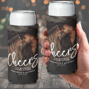 Enfriador De Latas Slim Brindis Por Una Foto De Boda Feliz Para Siempre