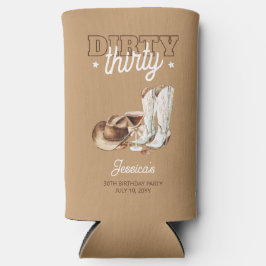 Enfriador De Latas Slim Brown Western Dirty Thirty 30th Birthday Party