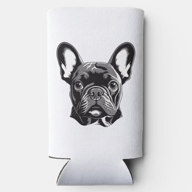 Enfriador De Latas Slim Bulldog francés personalizado negro y blanco (Reverso )