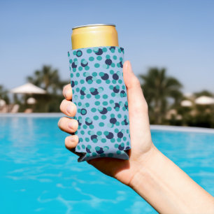 Enfriador De Latas Slim Burbujas de color turquesa geométricas de mediados