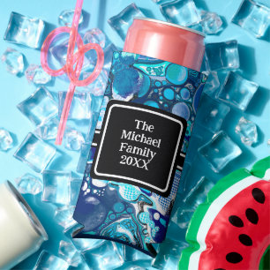 Enfriador De Latas Slim Burbujas del Mar Azul personalizadas arte abstract