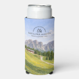 Enfriador De Latas Slim Cabaña Alpina Dolomitas Acuarela Paisaje Natural