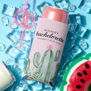 Enfriador De Latas Slim Cactus Succulum Flower Bachelorette Favor