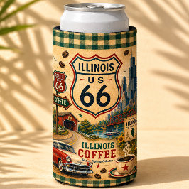 Enfriador De Latas Slim Café Americano Ruta 66 Retro Illinois