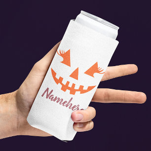Enfriador De Latas Slim Calabaza de Halloween personalizada femenina Jack 