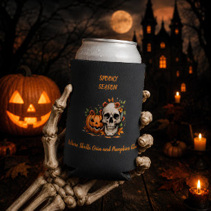 Enfriador De Latas Slim Calavera de calabaza de Halloween de temporada esp