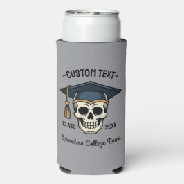 Enfriador De Latas Slim Calavera Graduada Nombre Personalizado Año Escuela