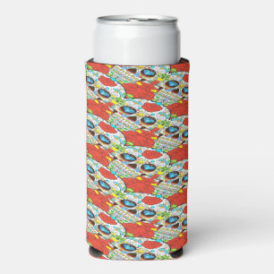 Enfriador De Latas Slim Calaveras decorativas, diamantes y flores