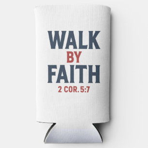 Enfriador De Latas Slim Caminar por fe 2 Cor 5:7