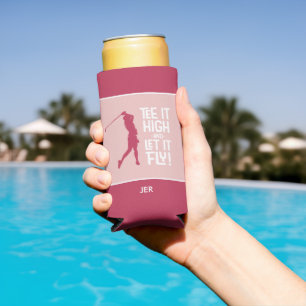 Enfriador De Latas Slim Camiseta divertida de golf con cita en magenta roj