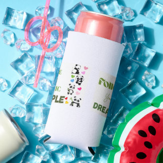 Enfriador De Latas Slim Camiseta gráfica de panda lindo con eslogan