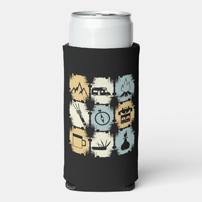 Enfriador De Latas Slim Camping - Camping Studs Retro (Frente Agua con Gas)