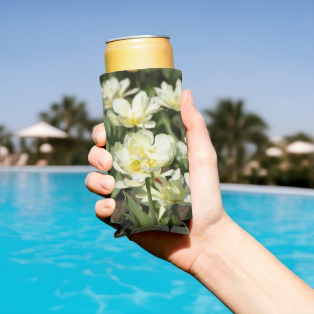 Enfriador De Latas Slim Campo de tulipanes blancos Foto (Piscina in situ)