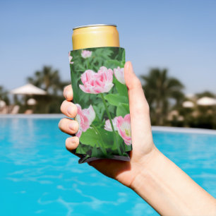 Enfriador De Latas Slim Campo de tulipanes rosados