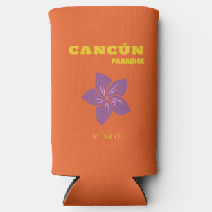 Enfriador De Latas Slim Cancún, México, arte de viajes, arte tropical, Nar