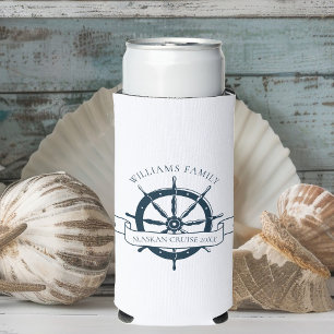 Enfriador De Latas Slim Capitán de bote Personalizado Nautical Cruise Ship