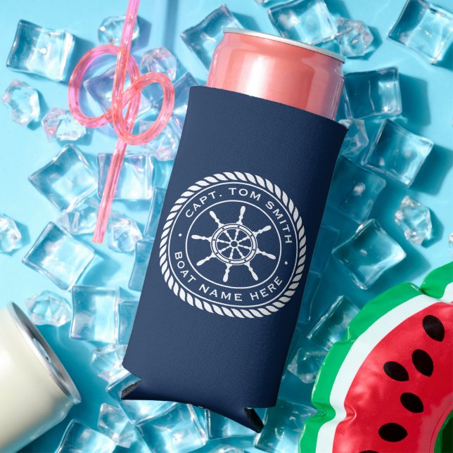 Enfriador De Latas Slim Capitán nombre del barco armazón de la cuerda rued (Verano in situ)