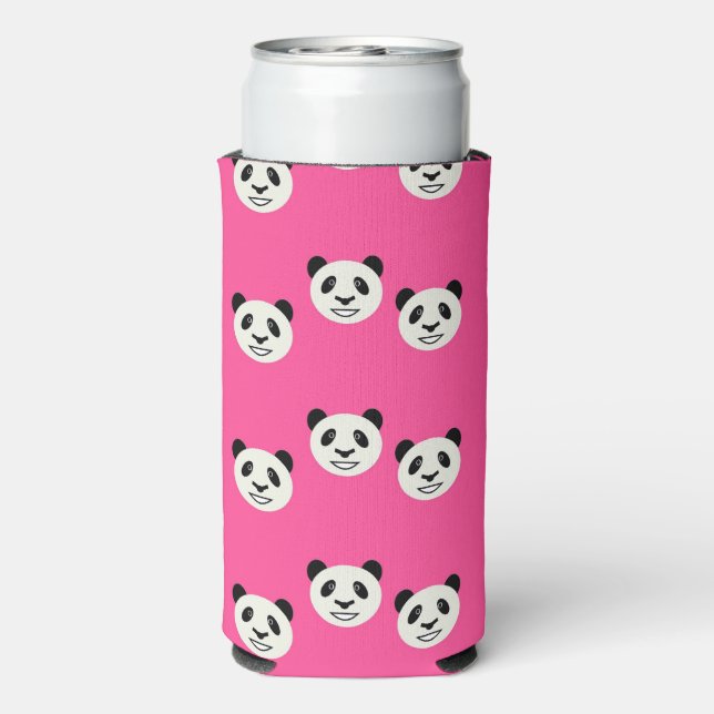 Enfriador De Latas Slim Caras de oso panda rosado (Reverso Agua con Gas)