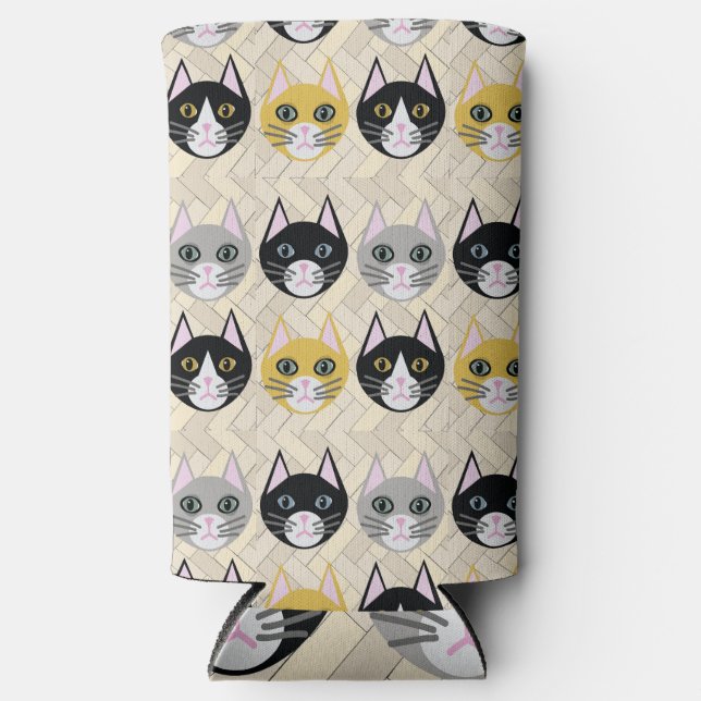 Enfriador De Latas Slim Cats Herringbone Beige (Anverso)