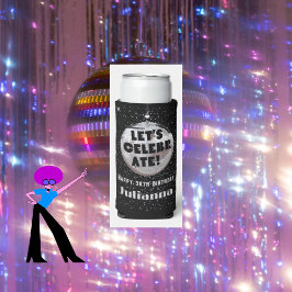 Enfriador De Latas Slim Celebremos el cumpleaños negro de la bola disco