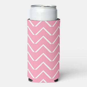 Enfriador De Latas Slim Chevron rosa y blanco