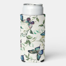 Enfriador De Latas Slim Chic Ducha de Novia Romántica Mariposas Azules