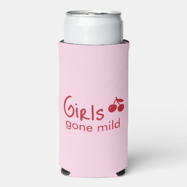 Enfriador De Latas Slim Chicas Moderadas Rosa y Rojo Cereza Despedida de S (Frente Agua con Gas)