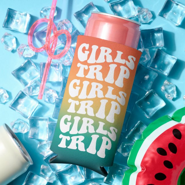 Enfriador De Latas Slim Chicas Retro Viaje Mejor Personalizado de Amigos (Verano in situ)