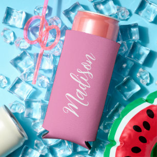 Enfriador De Latas Slim Chicas rosados de moda Nombre Personalizado de gui