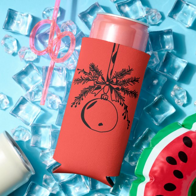 Enfriador De Latas Slim Christmas ornament with bow and pine branch (Verano in situ)