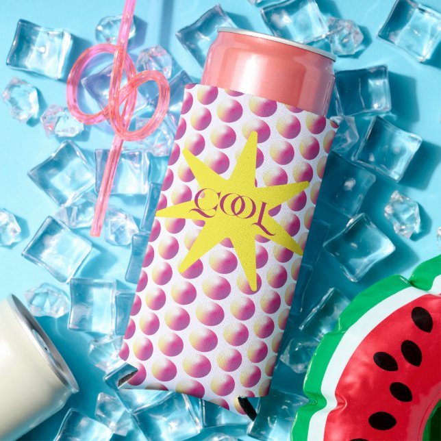 Enfriador De Latas Slim Círculos de perlas con gradiente vibrante. (Verano in situ)