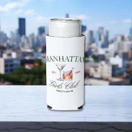 Enfriador De Latas Slim Clásico Club de Cócteles Verde y Chica Rojo