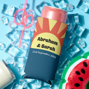 Enfriador De Latas Slim Clásico Sencillo Sunrise Reversible Wedding Favors