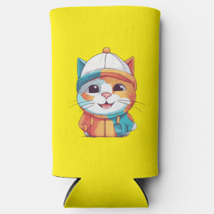 Enfriador De Latas Slim Clipart Gorra sonriente con gato