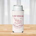 Enfriador De Latas Slim Club Social Bachelorette<br><div class="desc">Este diseño presenta un atrevido texto moderno con cócteles a mano y un tema de amor.</div>