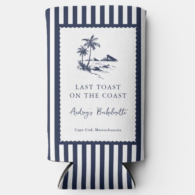 Enfriador De Latas Slim Coastal Bachelorette Party (Anverso)