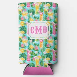 Enfriador De Latas Slim Cócteles tropicales de verano de Preppy | Monogram