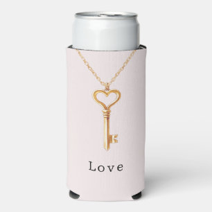 Enfriador De Latas Slim Collar de Corazón con Cadena de Oro Amor