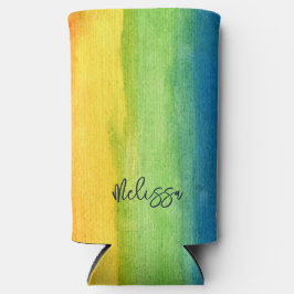 Enfriador De Latas Slim Color de agua Arcoiris Colorido Keepsake personali